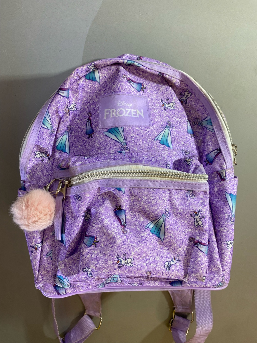 Disney Frozen Purple Girls' Backpack with Pom Pom Charm